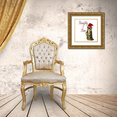 Cat Christmas 3 Gold Ornate Wood Framed Art Print with Double Matting by Kimberly, Allen