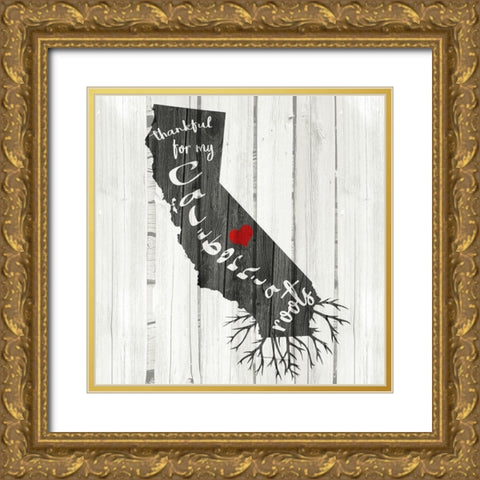 CA Roots Gold Ornate Wood Framed Art Print with Double Matting by Allen, Kimberly