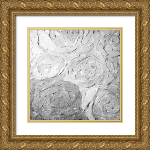 Paper Roses Grey 1 Gold Ornate Wood Framed Art Print with Double Matting by Kimberly, Allen