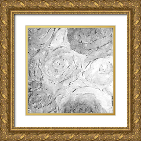 Paper Roses Grey 2 Gold Ornate Wood Framed Art Print with Double Matting by Kimberly, Allen