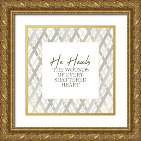 He Heals Gold Ornate Wood Framed Art Print with Double Matting by Kimberly, Allen