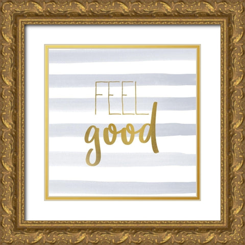 Be Happy 2 Gold Ornate Wood Framed Art Print with Double Matting by Kimberly, Allen