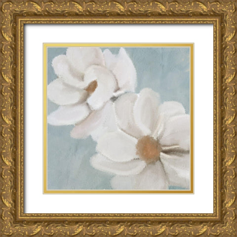 Blue Floral 1 Gold Ornate Wood Framed Art Print with Double Matting by Kimberly, Allen