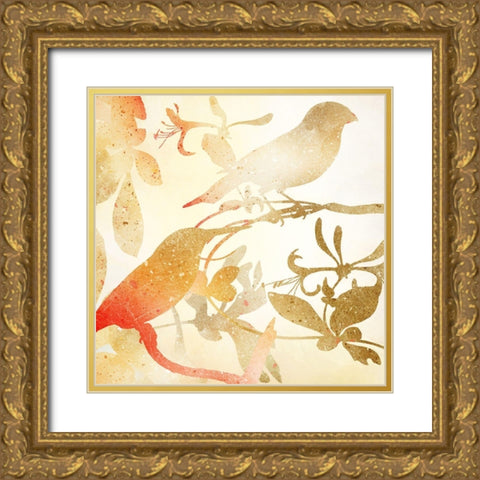 Colorful Birds 2 Gold Ornate Wood Framed Art Print with Double Matting by Kimberly, Allen