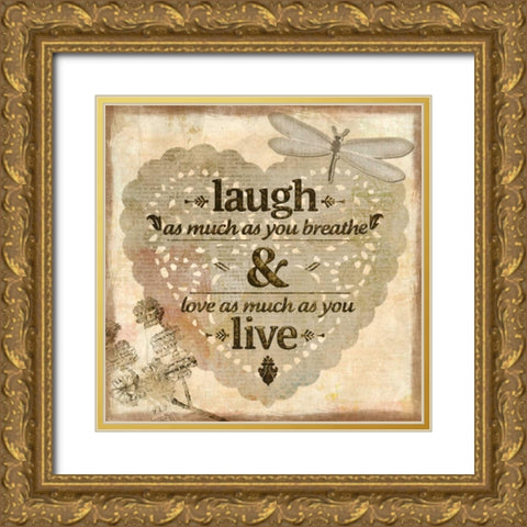 Laugh Gold Ornate Wood Framed Art Print with Double Matting by Allen, Kimberly