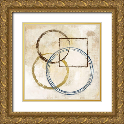 Blue Circles and Squares 2 Gold Ornate Wood Framed Art Print with Double Matting by Allen, Kimberly