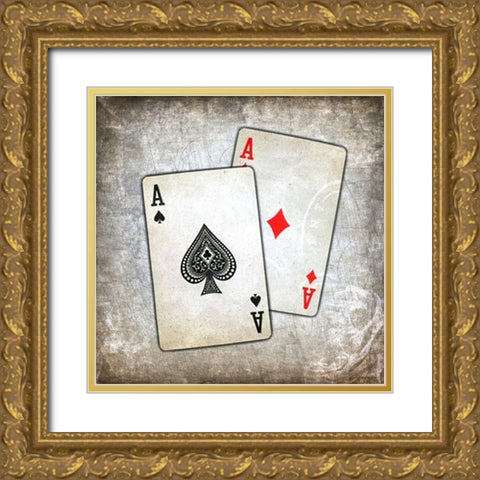 Aces 2 Gold Ornate Wood Framed Art Print with Double Matting by Kimberly, Allen