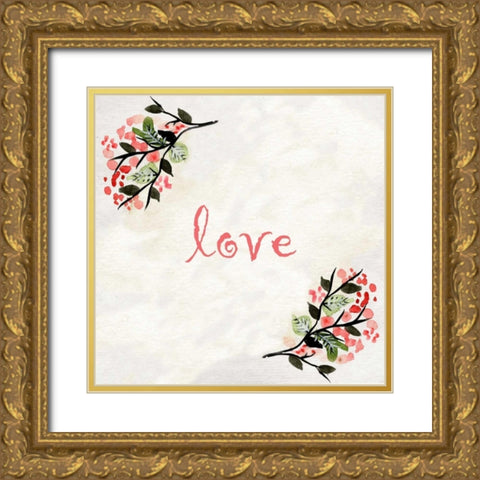 Love Gold Ornate Wood Framed Art Print with Double Matting by Allen, Kimberly