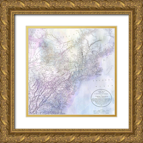 Watercolor Map 4 Gold Ornate Wood Framed Art Print with Double Matting by Kimberly, Allen