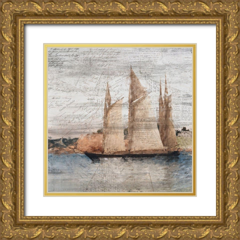 Sailing 1 Gold Ornate Wood Framed Art Print with Double Matting by Kimberly, Allen