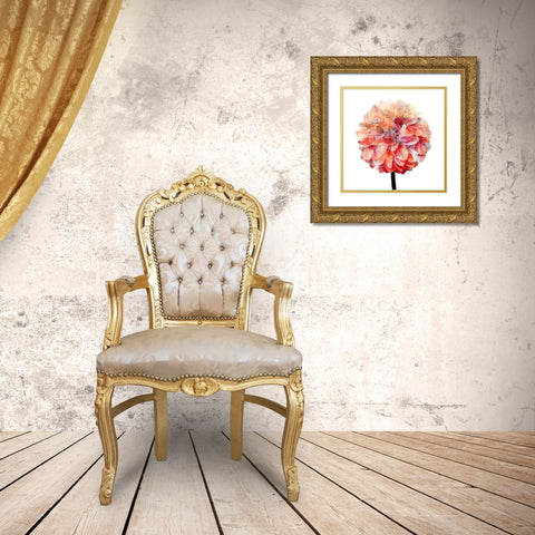 Painted Dahlia 1 Gold Ornate Wood Framed Art Print with Double Matting by Kimberly, Allen