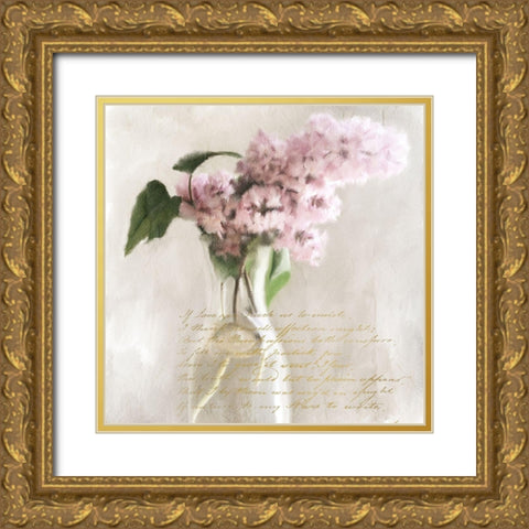 Hydrangea Purple Gold Ornate Wood Framed Art Print with Double Matting by Kimberly, Allen
