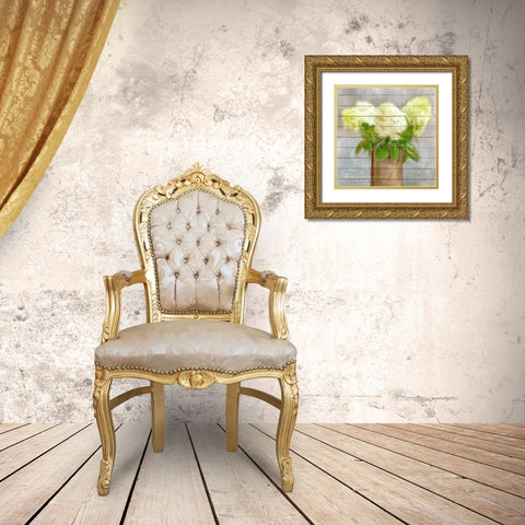 Hydrangeas in Copper Gold Ornate Wood Framed Art Print with Double Matting by Kimberly, Allen