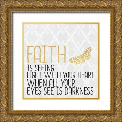 FAITH Gold Ornate Wood Framed Art Print with Double Matting by Kimberly, Allen