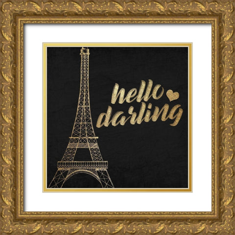 Paris Love 2 Gold Ornate Wood Framed Art Print with Double Matting by Kimberly, Allen