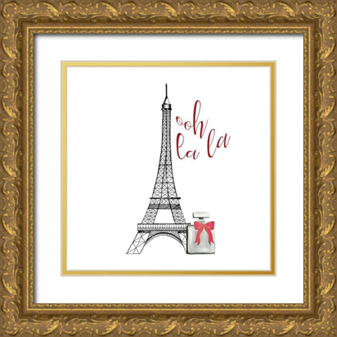 La La Paris 2 Gold Ornate Wood Framed Art Print with Double Matting by Kimberly, Allen