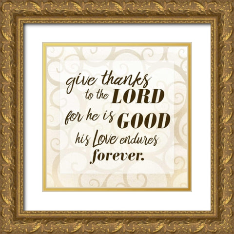 Give Thanks Gold Ornate Wood Framed Art Print with Double Matting by Allen, Kimberly