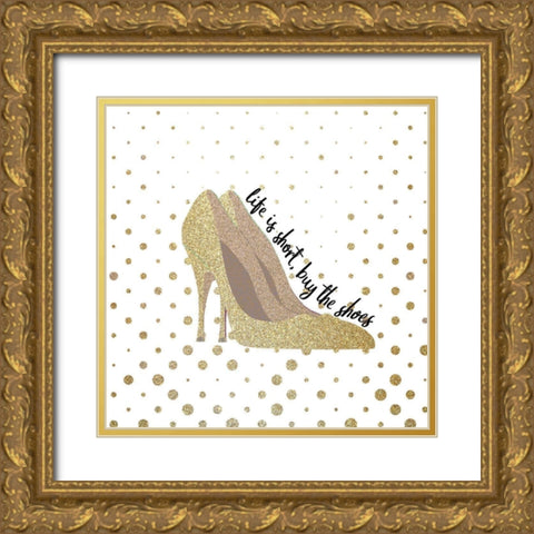 Love Shoes 1 Gold Ornate Wood Framed Art Print with Double Matting by Kimberly, Allen