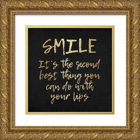 Lips Gold Ornate Wood Framed Art Print with Double Matting by Kimberly, Allen