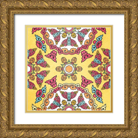Bright Tile 2 Gold Ornate Wood Framed Art Print with Double Matting by Kimberly, Allen