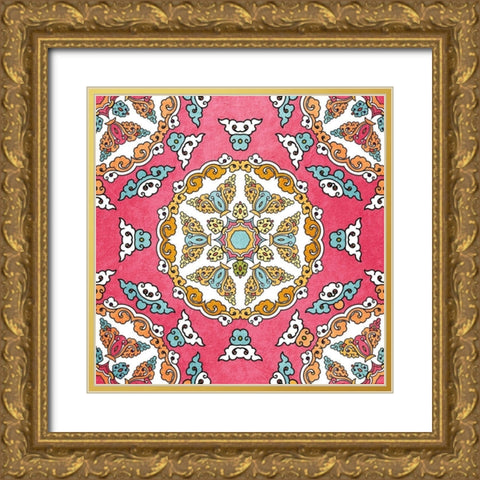 Bright Tile 3 Gold Ornate Wood Framed Art Print with Double Matting by Kimberly, Allen