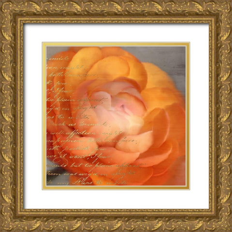 Ranunculus Orange Gold Ornate Wood Framed Art Print with Double Matting by Kimberly, Allen