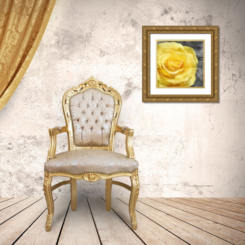 Yellow Rose Gold Ornate Wood Framed Art Print with Double Matting by Kimberly, Allen