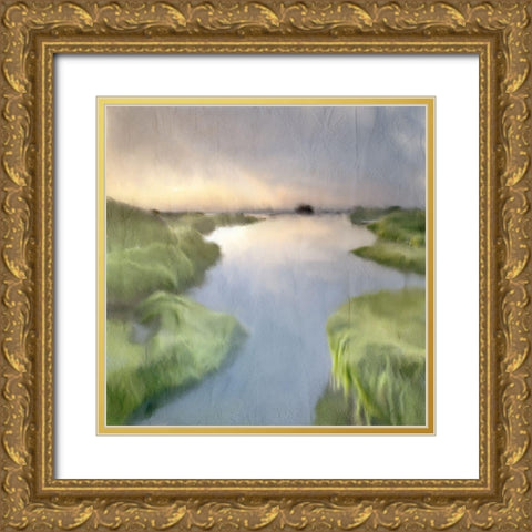 Dusk of the River Gold Ornate Wood Framed Art Print with Double Matting by Kimberly, Allen