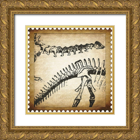 Dino Stamp 2 Gold Ornate Wood Framed Art Print with Double Matting by Kimberly, Allen