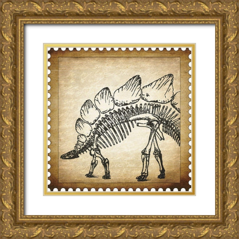 Dino Stamp 3 Gold Ornate Wood Framed Art Print with Double Matting by Kimberly, Allen
