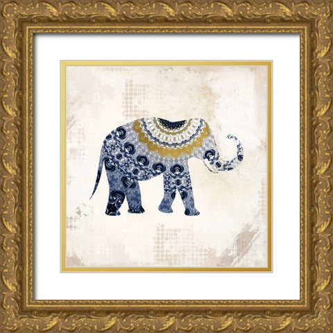 Indigo Safari 1 Gold Ornate Wood Framed Art Print with Double Matting by Kimberly, Allen