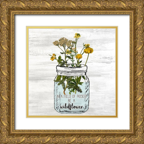 Wildflower Jar 2 Gold Ornate Wood Framed Art Print with Double Matting by Kimberly, Allen
