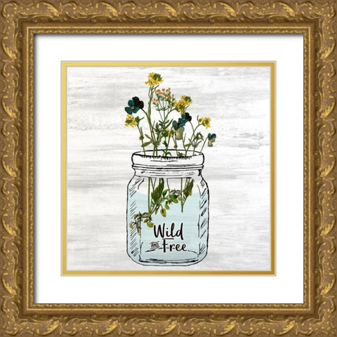 Wildflower Jar 3 Gold Ornate Wood Framed Art Print with Double Matting by Kimberly, Allen
