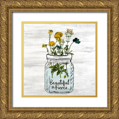 Wildflower Jar 4 Gold Ornate Wood Framed Art Print with Double Matting by Kimberly, Allen