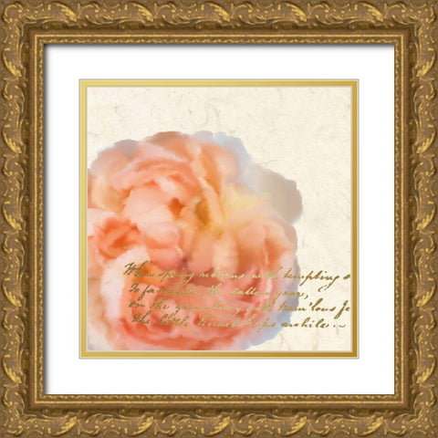 Spring Blooming Peach Gold Ornate Wood Framed Art Print with Double Matting by Kimberly, Allen