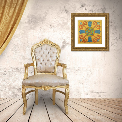 Colorful Tile 1 Gold Ornate Wood Framed Art Print with Double Matting by Kimberly, Allen