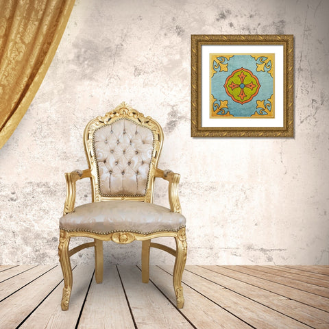 Colorful Tile 2 Gold Ornate Wood Framed Art Print with Double Matting by Kimberly, Allen