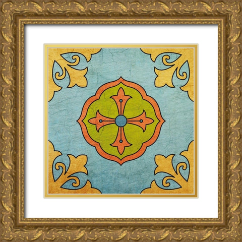 Colorful Tile 2 Gold Ornate Wood Framed Art Print with Double Matting by Kimberly, Allen