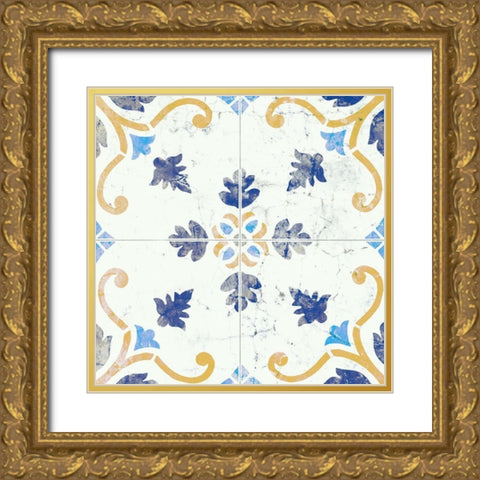 Old Tile 1 Gold Ornate Wood Framed Art Print with Double Matting by Kimberly, Allen