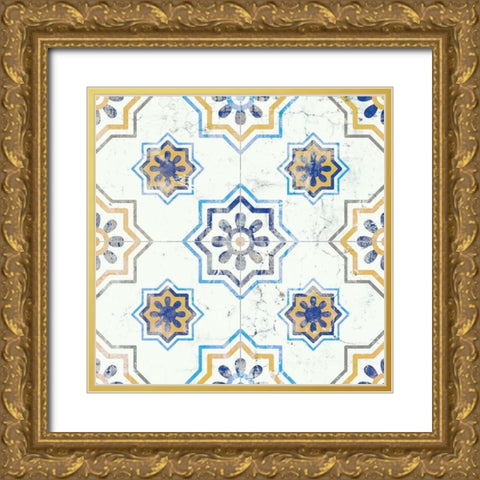 Old Tile 3 Gold Ornate Wood Framed Art Print with Double Matting by Kimberly, Allen