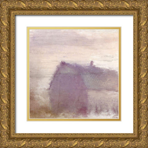 Dusk at the Barn Gold Ornate Wood Framed Art Print with Double Matting by Kimberly, Allen