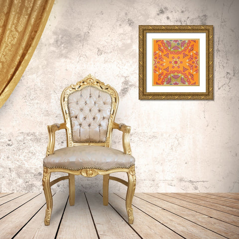 Medallion Pink 2 Gold Ornate Wood Framed Art Print with Double Matting by Kimberly, Allen