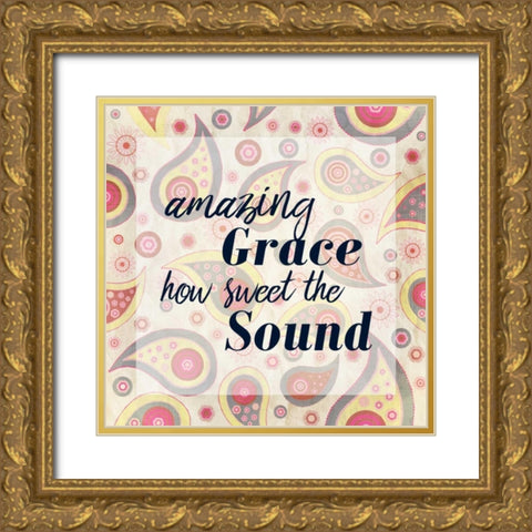 Amazing Grace Paisley Gold Ornate Wood Framed Art Print with Double Matting by Allen, Kimberly