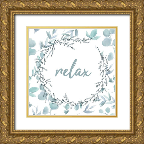Blue Bath 1 Gold Ornate Wood Framed Art Print with Double Matting by Kimberly, Allen