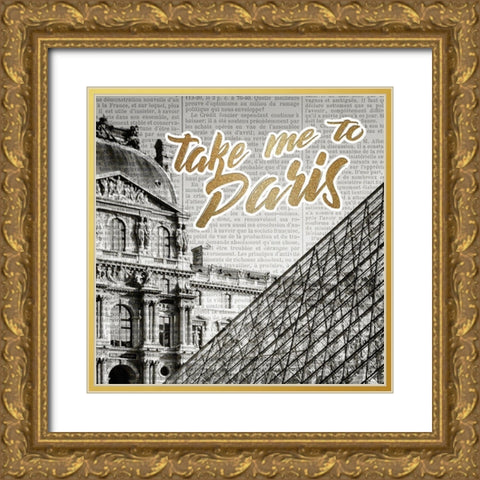 Love Paris 1 Gold Ornate Wood Framed Art Print with Double Matting by Kimberly, Allen