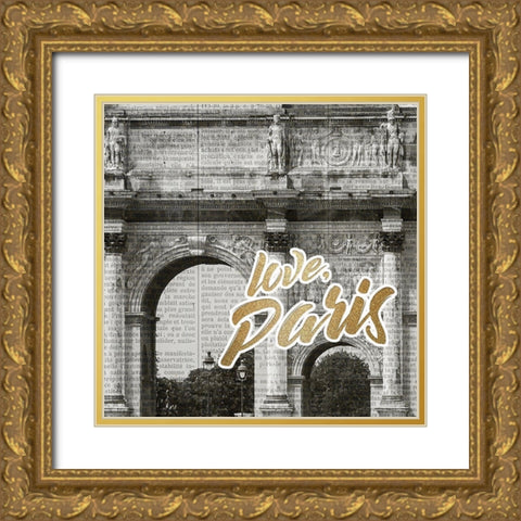 Love Paris 3 Gold Ornate Wood Framed Art Print with Double Matting by Kimberly, Allen