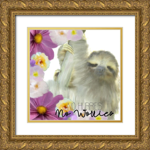 No Hurries Gold Ornate Wood Framed Art Print with Double Matting by Kimberly, Allen