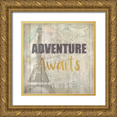 Adventure Awaits 1 Gold Ornate Wood Framed Art Print with Double Matting by Allen, Kimberly