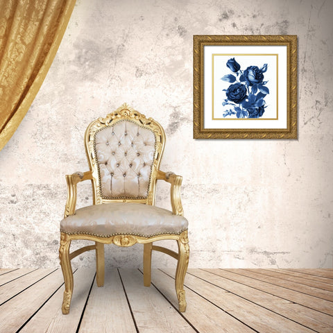 White Indigo 2 v2 Gold Ornate Wood Framed Art Print with Double Matting by Kimberly, Allen