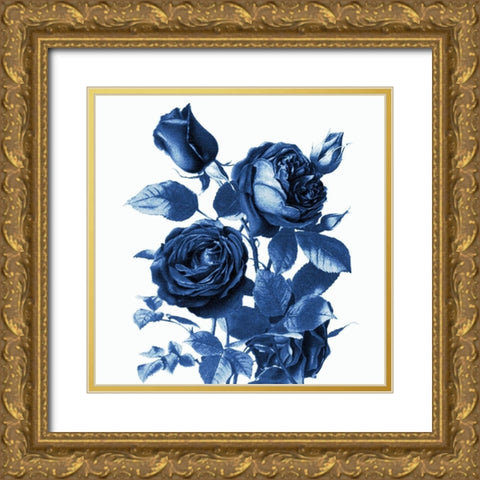White Indigo 2 v2 Gold Ornate Wood Framed Art Print with Double Matting by Kimberly, Allen